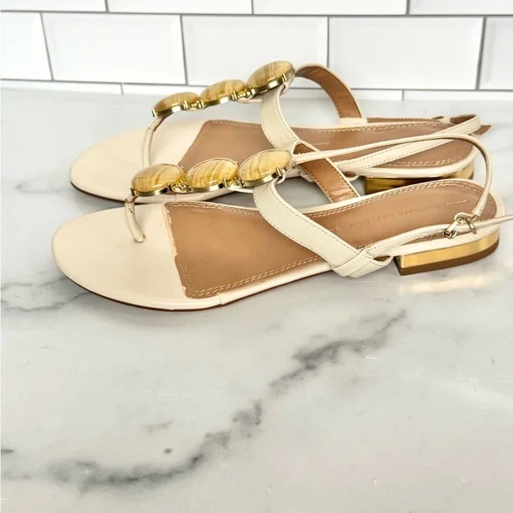 Elegant Cream Sandals with Faux Stones - Picture 5 of 10